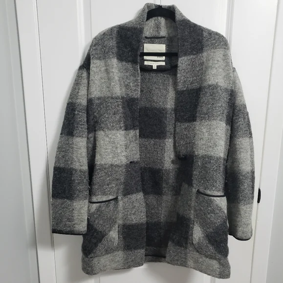 ARITZIA WILFRED FREE Grey Plaid Wool Neelam Jacket Coat - Picture 4 of 12